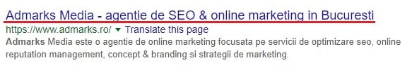 cum arata meta titlul in pagina de rezultate